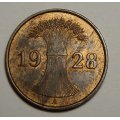 Germany 1928 bronze Reichs pfennig UNC