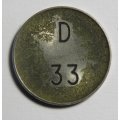 General Post Office 5 cent token - number D 33