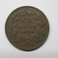 1884 Portugal 20 reis - Bronze - XF