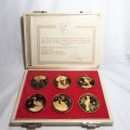 Birds of Africa gold plated fine silver medallion set in case with COA
