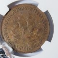 1923 SA Union penny graded MS 61 BN by NGC