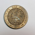 1880 Netherlands copper 2 1/2 cent - UNC