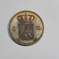 1864 Netherlands copper 1 cent - UNC