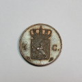 1855 Netherlands copper 1/2 cent - UNC