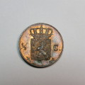 1852 Netherlands copper 1/2 cent - UNC