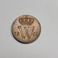 1861 Netherlands copper 1/2 cent - UNC