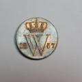 1857 Netherlands copper 1/2 cent - UNC