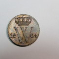 1864 Netherlands copper 1/2 cent - UNC