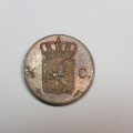 1864 Netherlands copper 1/2 cent - UNC