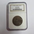 1926 SA Union penny graded AU 58 BN by NGC