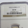1933 SA Union shilling graded XF 45 by NGC
