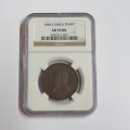 1898 ZAR Kruger penny graded AU 55 BN by NGC
