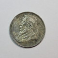 1896 ZAR Kruger 6d sixpence AU+ toned