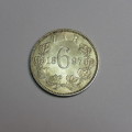 1897 ZAR Kruger 6d sixpence AU+