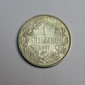 1897 ZAR Kruger shilling AU - only slightest of wear