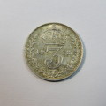 1918 Great Britain 3pence - XF+ with die crack on George`s head