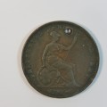 1854 Great Britain penny - Holed
