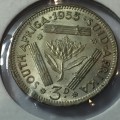 South Africa 1955 UNC 3d ERROR coin both sides edge faults