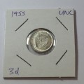 South Africa 1955 UNC 3d - excellent coin