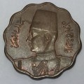 Egypt 1943 AU+ bronze 10 Milliemes