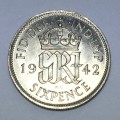 Great Britain 1942 Sixpence UNC