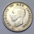South Africa 1942 sixpence XF+ / AU - cracked die through George`s neck