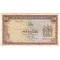 Rhodesia Five dollars 1972 banknote