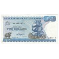 Zimbabwe two dollars 1980 banknote AU - AA series