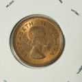 1958 SA farthing - UNC - Cracked die through A of Africa