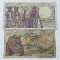 Comores 500 francs (H2) and 1000 francs (X1)