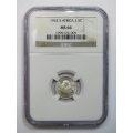 2 1/2 cent 1962 graded MS66 by NGC - Only 12589 minted