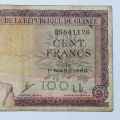 1960 Central bank of Guinea 100 Francs banknote - 1 March 1960 - left lower corner torn off
