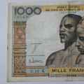 West African State 1965 Senegal 1000 Francs banknote - very scarce