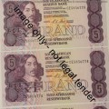 CL Stals lot of 6 R5 notes uncirculated with consecutive numbers