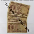 MH de Kock 3rd issue Ten Shillings lot of 6 notes - 1954, 1955, 1956, 1957, 1958, 1959