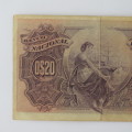 Mozambique 1914 banknote 20 Centavos VF