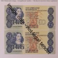 GPC de Kock Pair of 3rd issue R2 notes with consecutive numbers ending on 9999 and 0000