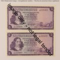 TW de Jongh Pair of R5 banknotes with consecutive numbers - Uncirculated