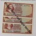 TW de Jongh lot of 3 R1 notes 1st issue consecutive numbers