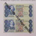 GPC de Kock 2nd Issue lot of 4 R2 notes with consecutive numbers