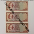 TW de Jongh 2nd issue R1 notes 8 consecutive numbers uncirculated