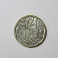 South Africa Error coin 1992 Twenty cent in different metal