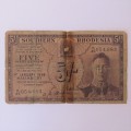 Southern Rhodesia 5 Shilling banknote - Well used - Tape marks - 1 January 1948