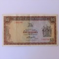 Reserve Bank of Rhodesia Five Dollars 20 October 1978 EF - With Centre fold