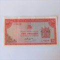 Reserve Bank of Rhodesia Two Dollars 5 August 1977 - Uncirculated with two vertical dents
