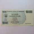 Zimbabwe Bearer cheque 1/8/2006 $100000 uncirculated AT5760379 ZW 82