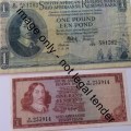 One Pound and One rand old South African banknotes