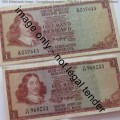 De Jongh Large and small R1 note replacement notes small tear in large - Note 212 and 233