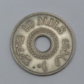 1942 Palestine 10 Mils in XF+ condition