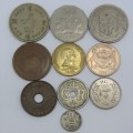 Lot of 10 International coins - All different
